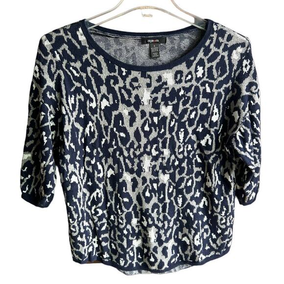 Style & Co. 3/4 Sleeve Rounded Bottom Leopard Print Sweater, Animal Size Small - Picture 2 of 6